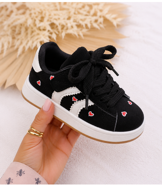 Stripe Heart Sneakers - Zwart (Verzenddatum 23 juli)