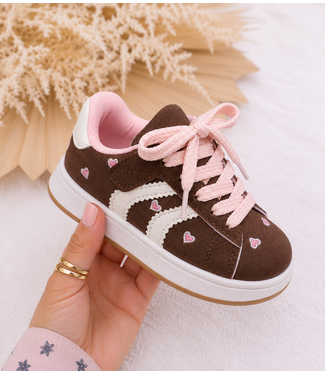 Stripe Heart Sneakers - Marron (Verzenddatum 23 juli)