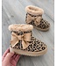 Furry Leopard Boots - Beige