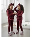 Bella Ruffle Velvet Set (Met Haarband) - Bordeaux