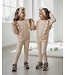 Bella Ruffle Velvet Set (Met Haarband) - Beige