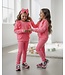 Bella Ruffle Velvet Set (Met Haarband) - Neon Roze