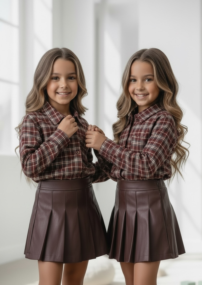 Check Blouse - Bordeaux