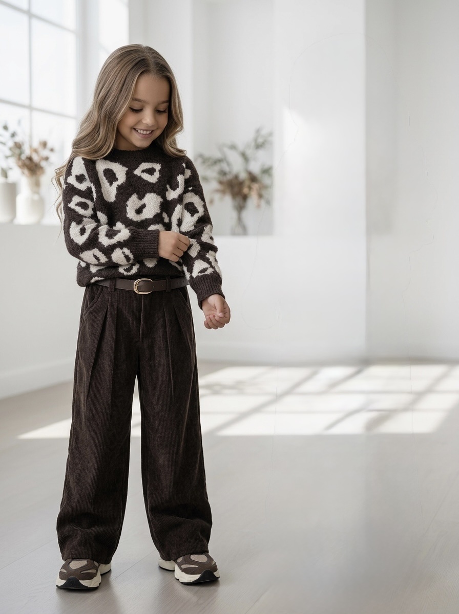 Wide Leg Pants (Met riem) - Marron