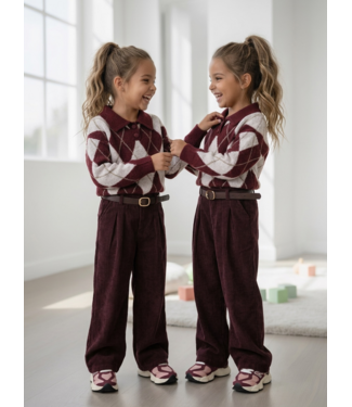 Argyle Polo Sweater - Bordeaux