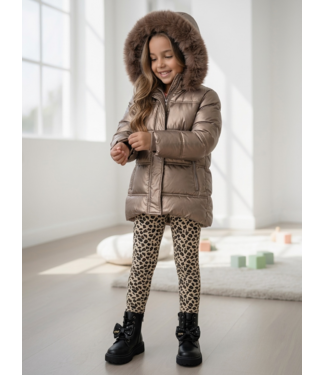 Fur Puffer Jacket - Champagne