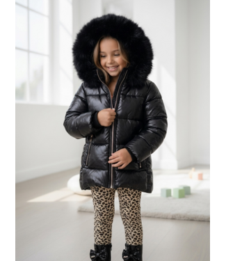 Fur Puffer Jacket - Zwart (Verzenddatum 23 juli)
