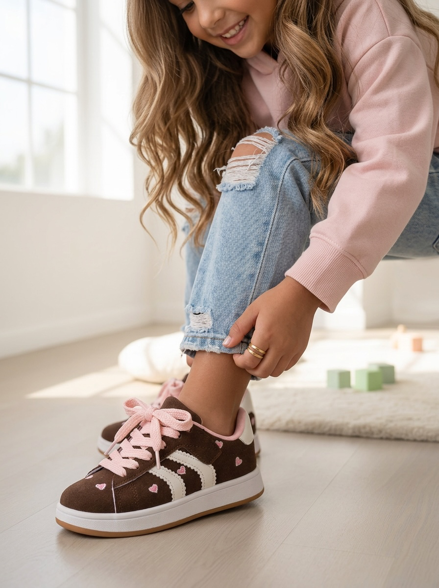 Stripe Heart Sneakers - Marron (Verzenddatum 23 juli)