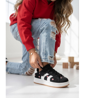 Stripe Heart Sneakers - Zwart