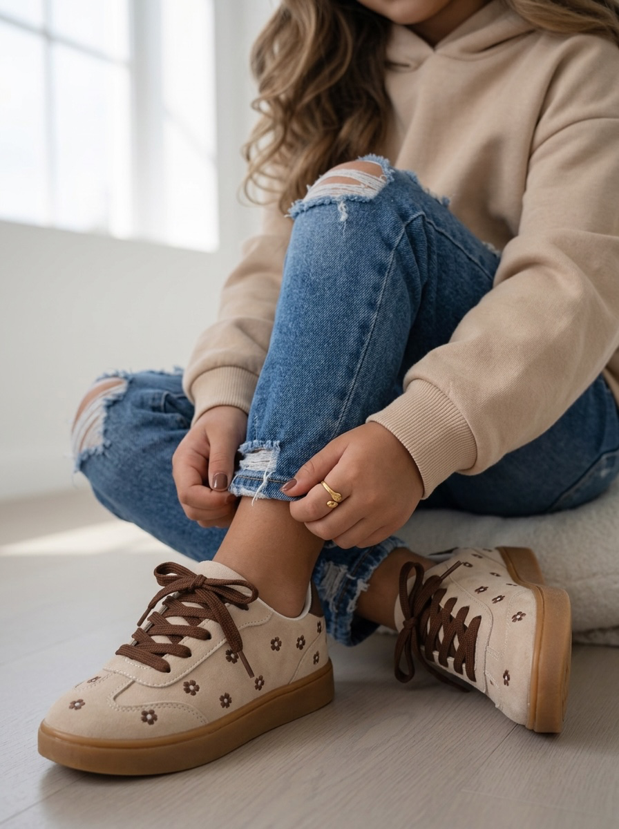 Flower sneakers - Beige/Bruin