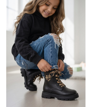 Leopard Heart Boots - Zwart