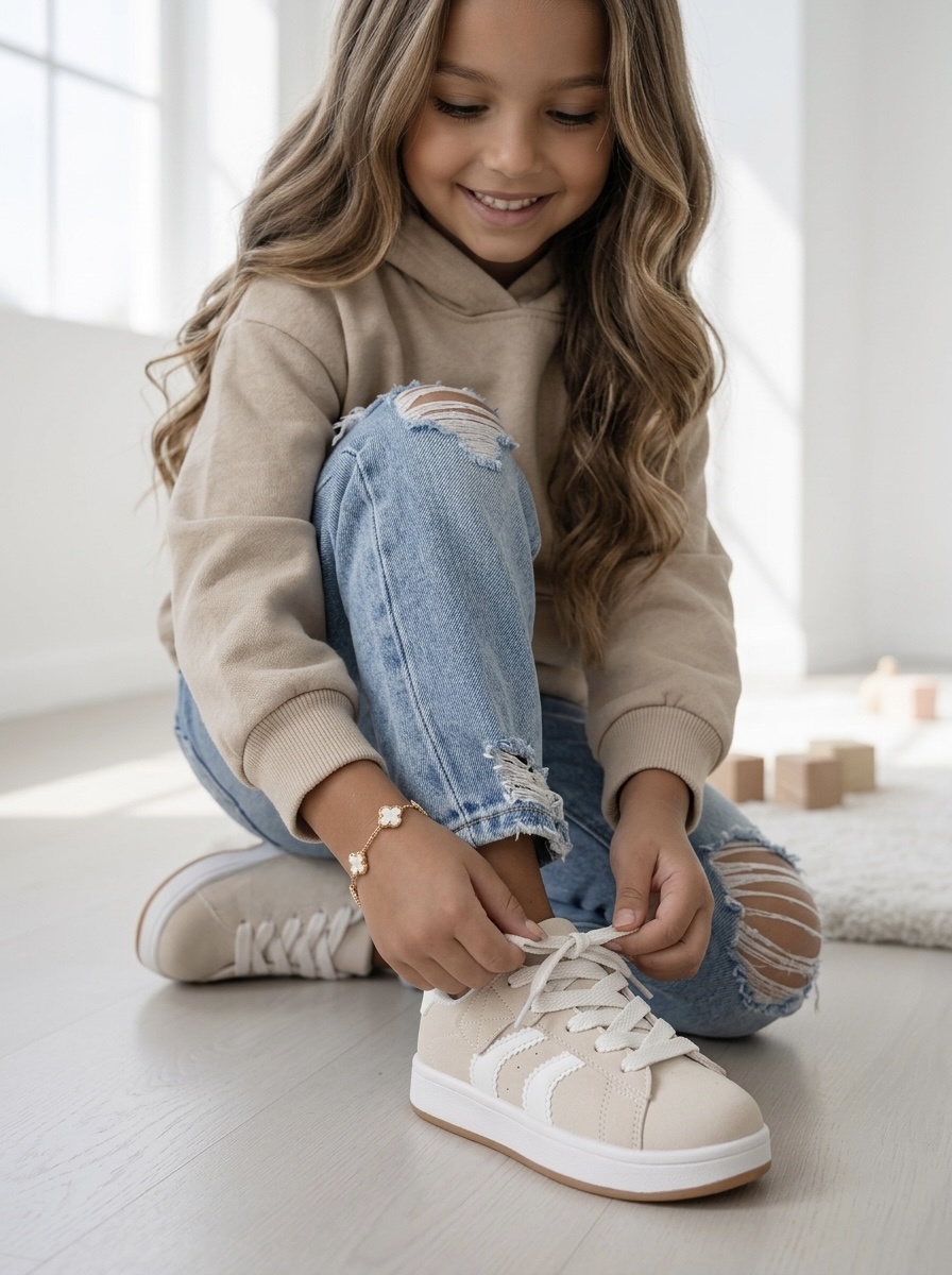 Stripe Sneakers - Beige