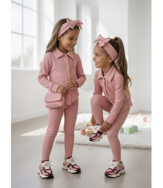 Pink Rib Set (Met Haarband & Tasje) (Verzenddatum 27 Aug)