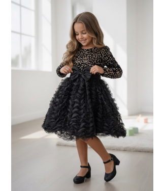 Ruffle Bow Dress - Zwart