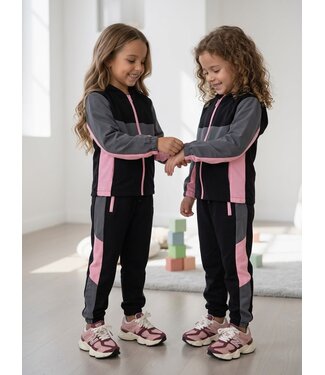 Colorblock Sport Set -Roze/Grijs