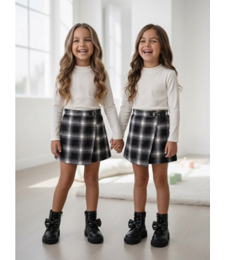 Checkered Chic Skirt Set - Grijs/Wit