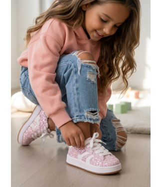 Stripe Glitter Sneakers - Roze