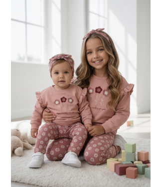 Dirkje  Flower Legging & Sweater Set - Misty Rose
