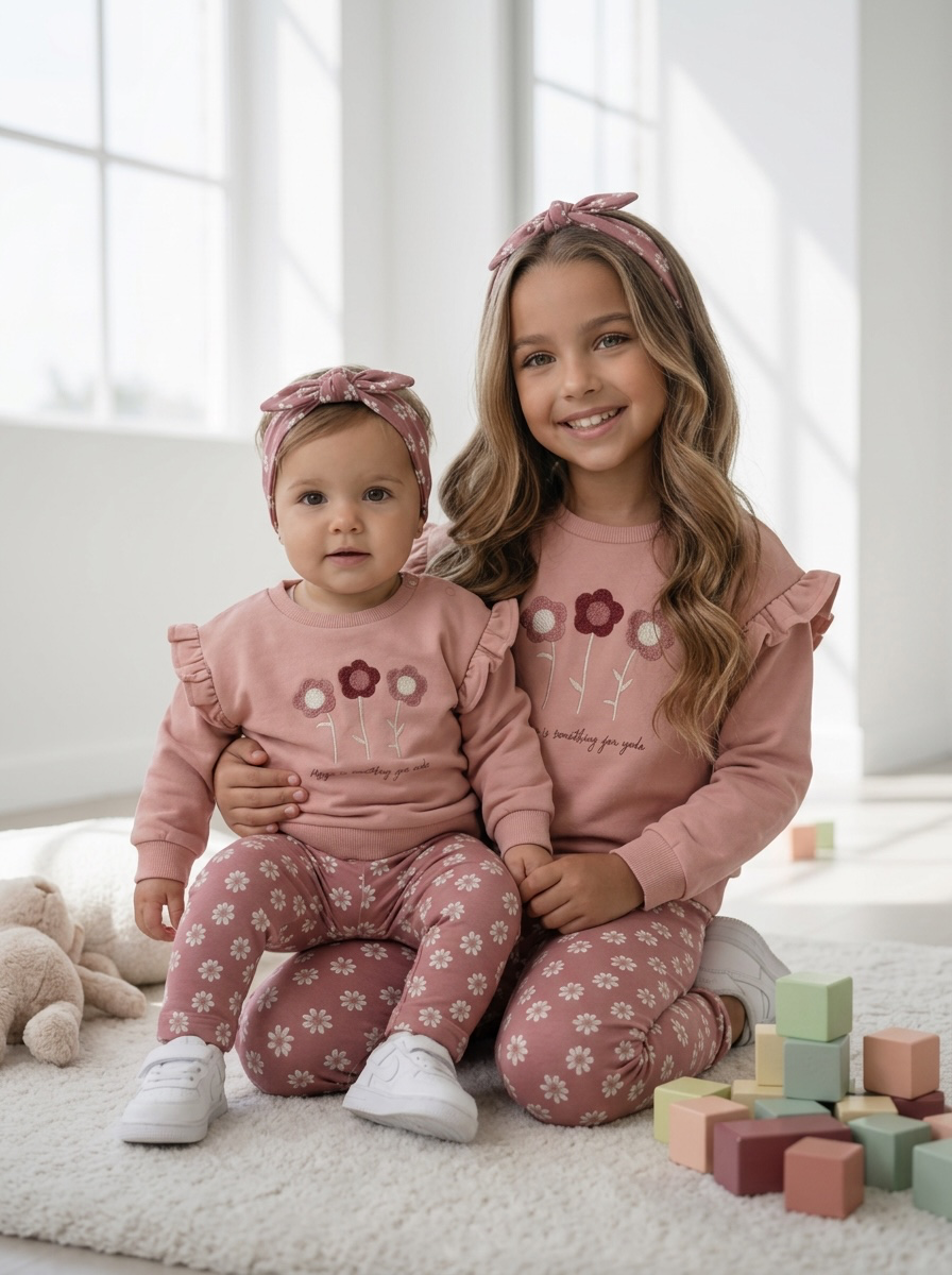 Flower Legging & Sweater Set - Misty Rose