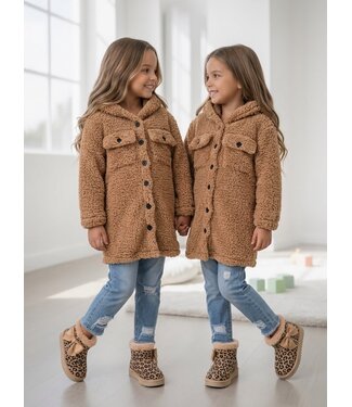 Camel Teddy Hooded Coat