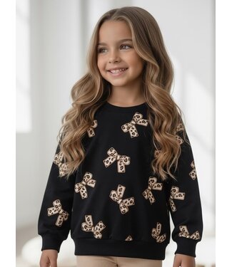 Leopard Bow Sweater – Zwart (Verzenddatum 27 aug)