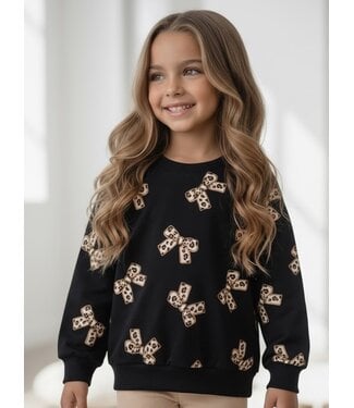 Leopard Bow Sweater – Zwart