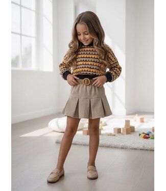 Hazel Knit Skirt Set - Beige/Geel