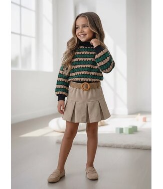 Hazel Knit Skirt Set - Beige/Zwart
