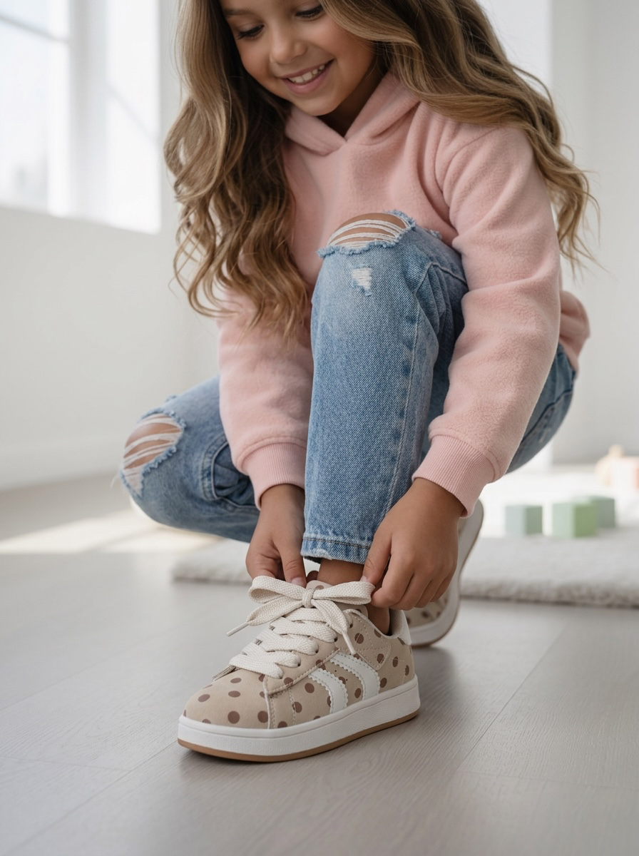 Polka Dots Sneakers - Beige
