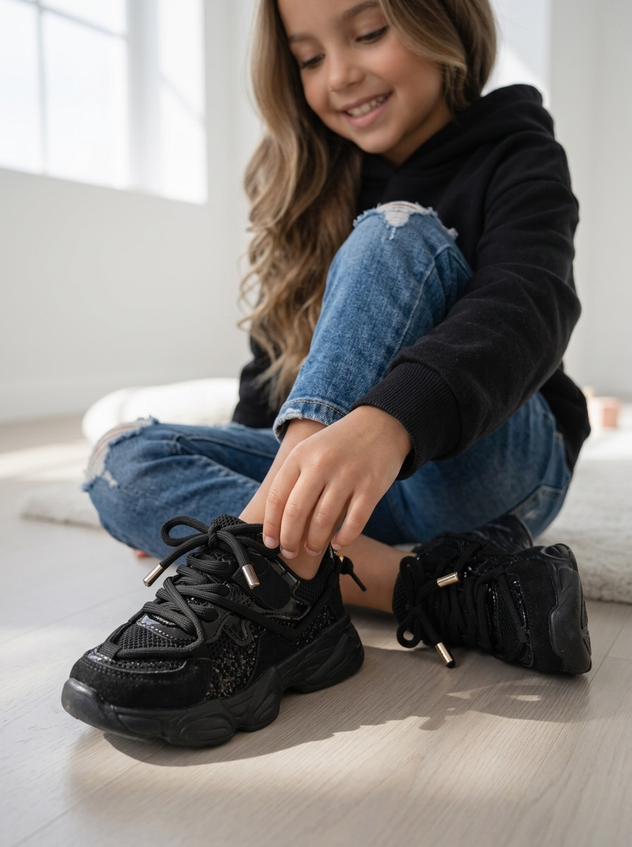 Glitter Sneakers - Zwart  (verzenddatum 3 sept)