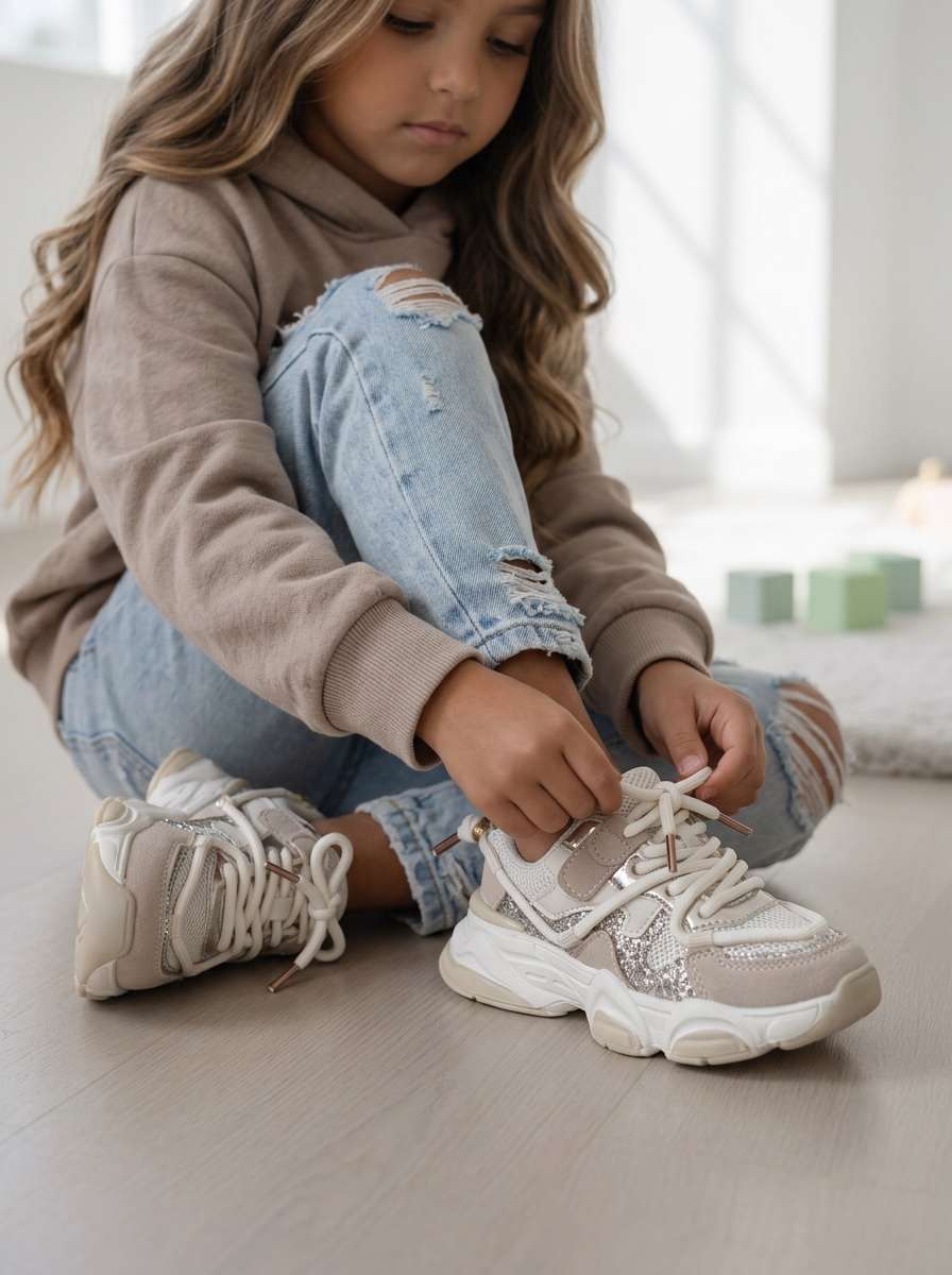 Glitter Sneakers - Beige/Goud