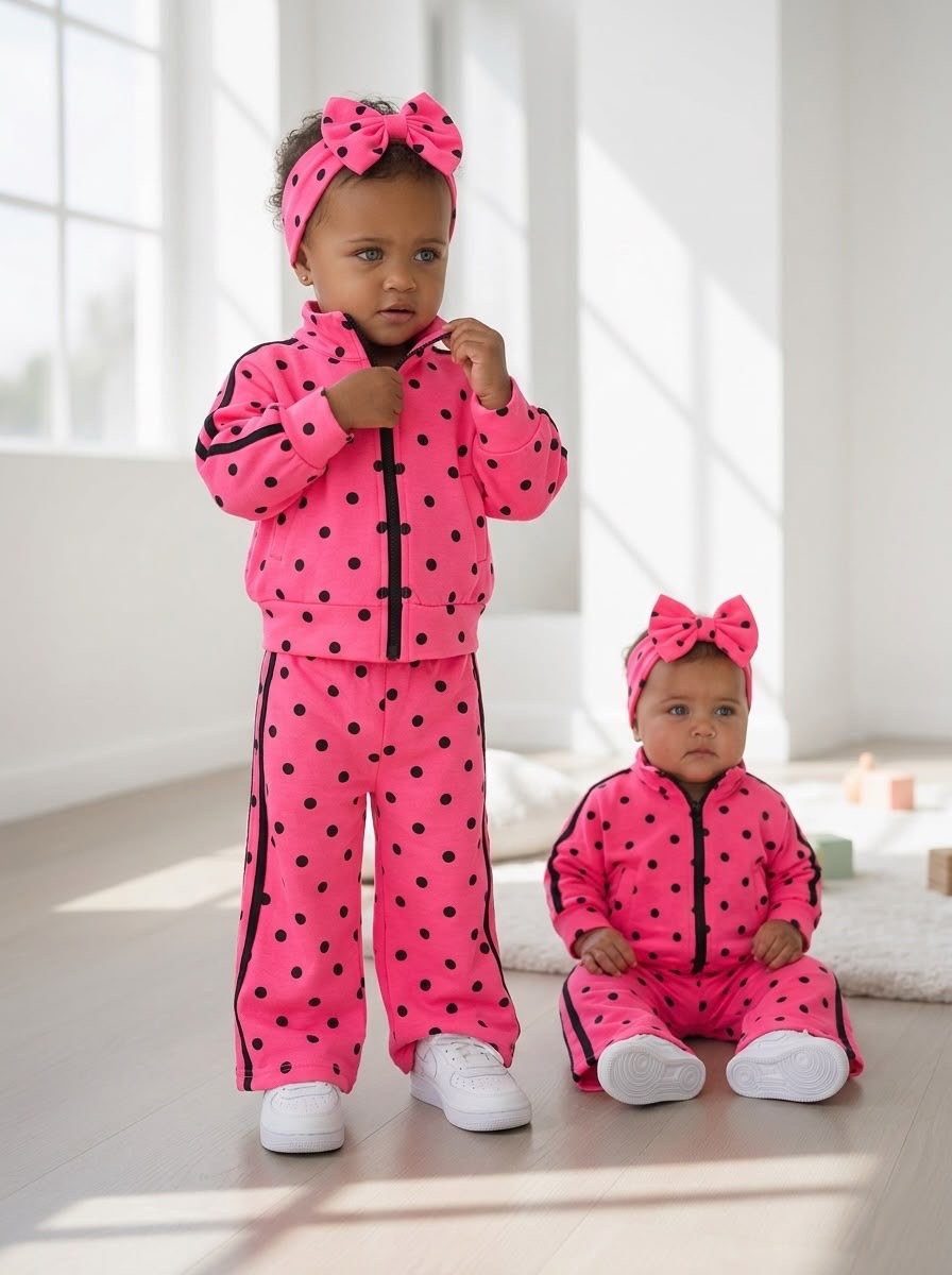 Dotty Tracksuit Set – Fuchsia
