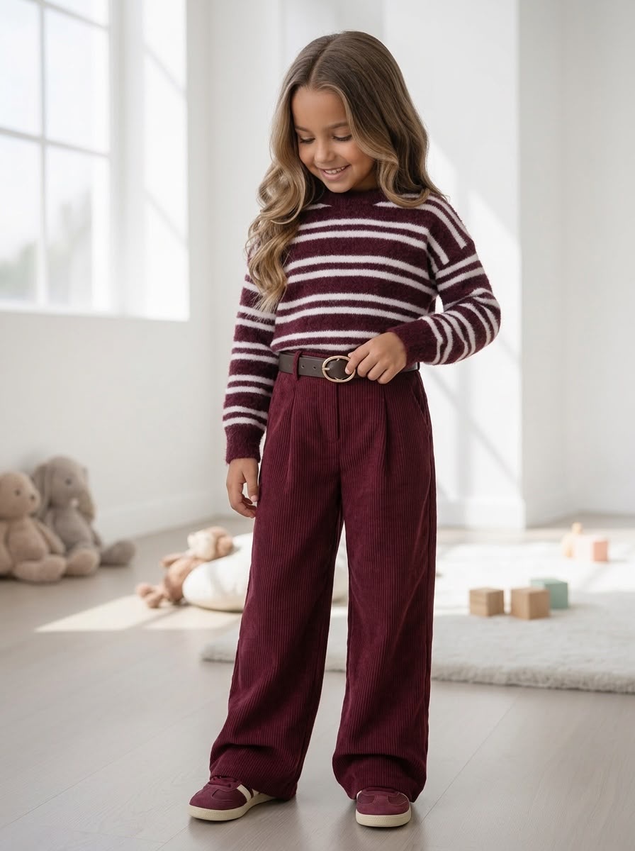 Stripe Knit Sweater - Bordeaux