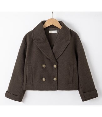 Cropped Wool Look Jacket - Marron