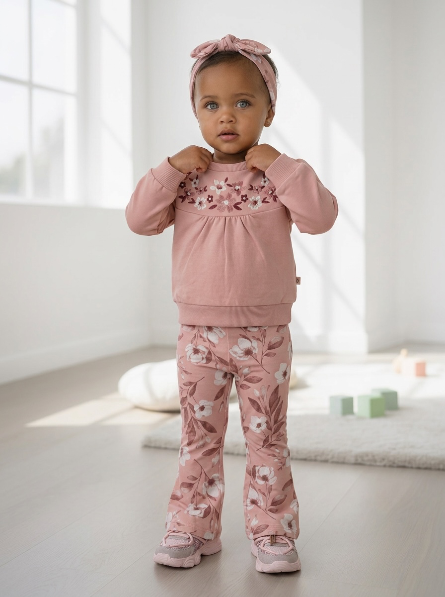 Flared legging met haarband - Flowers