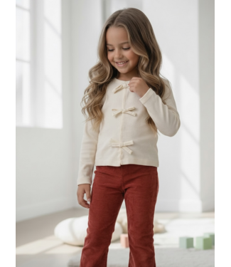 Dirkje  Longsleeve met strikjes - Antique White