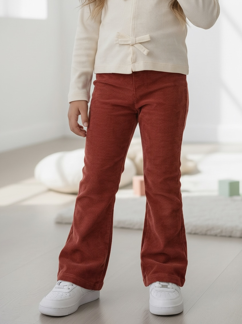 Rib Flared legging - Rosewood