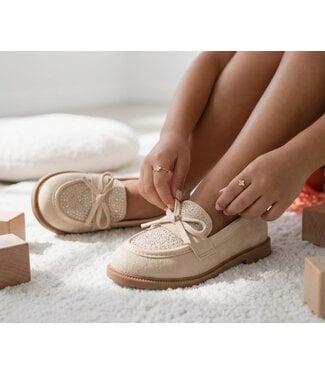Glam Bow Loafers - Beige (Verzenddatum 13 aug)