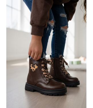 Leopard Heart Boots - Marron