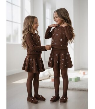 Crystal Bloom Skirt Set – Marron