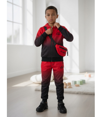 Icon Gradient Tracksuit (Met Tasje) - Rood/Zwart