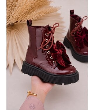 Velvet Bow Veter Boots - Bordeaux (Verzenddatum 17 Aug)