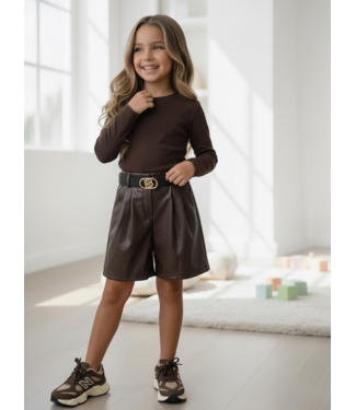 Essential Leather Look Bermuda Set – Marron