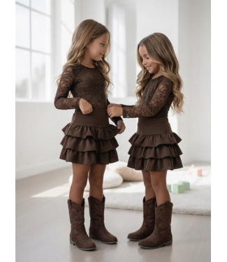 Marron Lace Ruffle Skirt Set (Verzenddatum 21 aug)