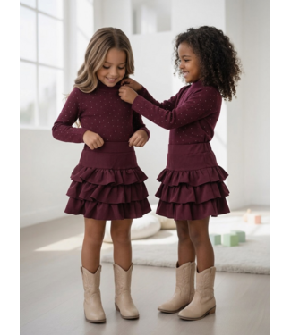 Sparkle Ruffle Skirt Set - Bordeaux (Verzenddatum 21 aug)