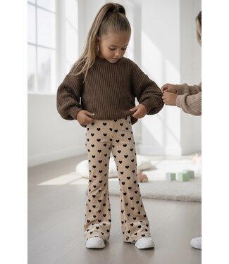 Draakjes en Boefjes Velvet Heart Flared Pants – Beige
