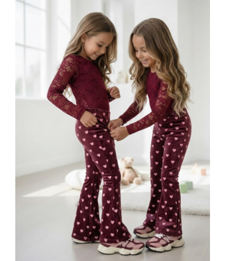 Draakjes en Boefjes Velvet Heart Flared Pants – Bordeaux