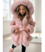 Faux Fur Leather Winterjas – Roze