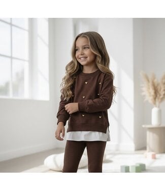 Golden Hearts Layered Sweater – Marron