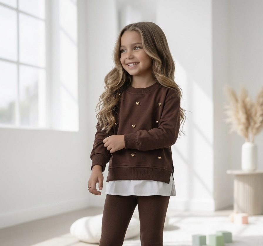 Golden Hearts Layered Sweater – Marron